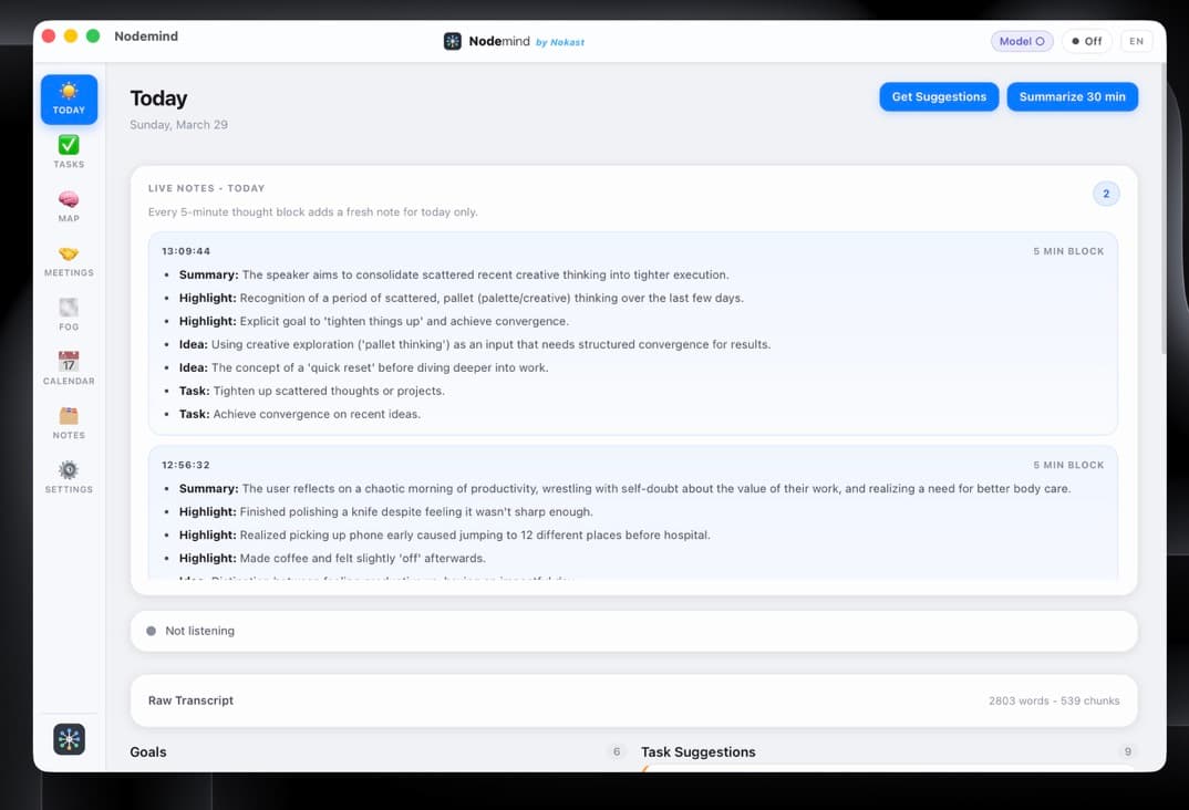 Nodemind in action β voice-to-graph cognition on macOS